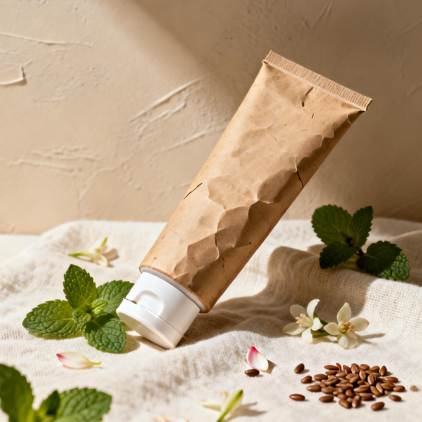 Biodegradable kraft paper cosmetic squeeze tube for facial cleanser skincare